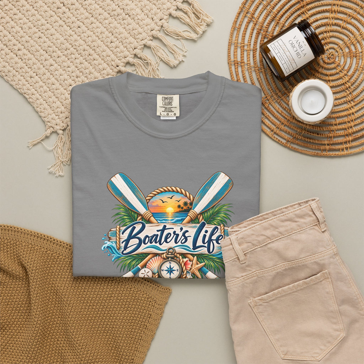 Boater's Life T-Shirt — Nautical Oars & Compass Beach Tee