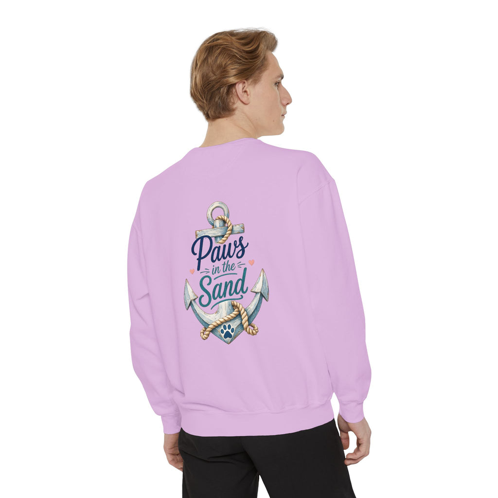 Paws in the Sand Sweatshirt | Anchor Paw Print Nautical Beach Design