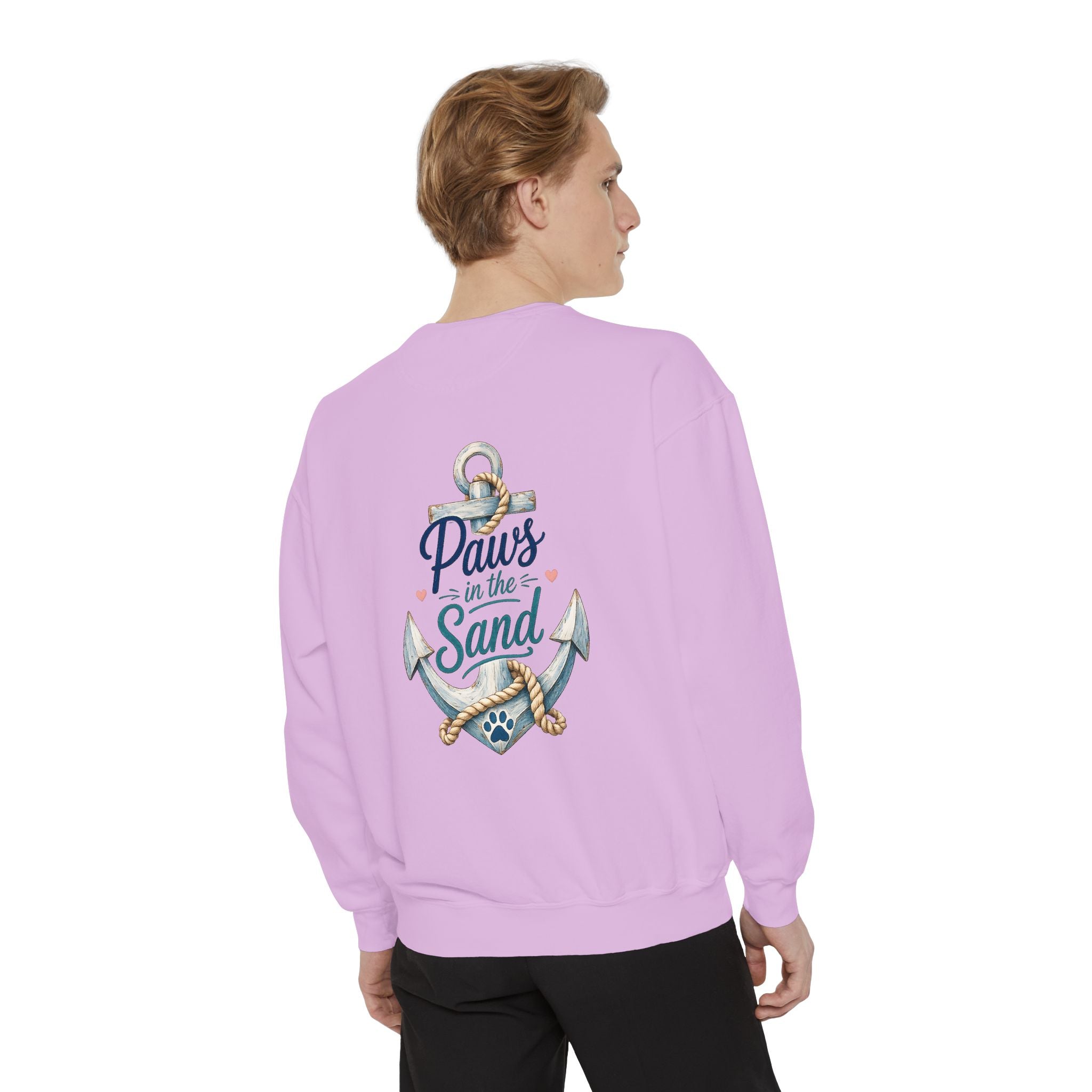 Paws in the Sand Sweatshirt | Anchor Paw Print Nautical Beach Design