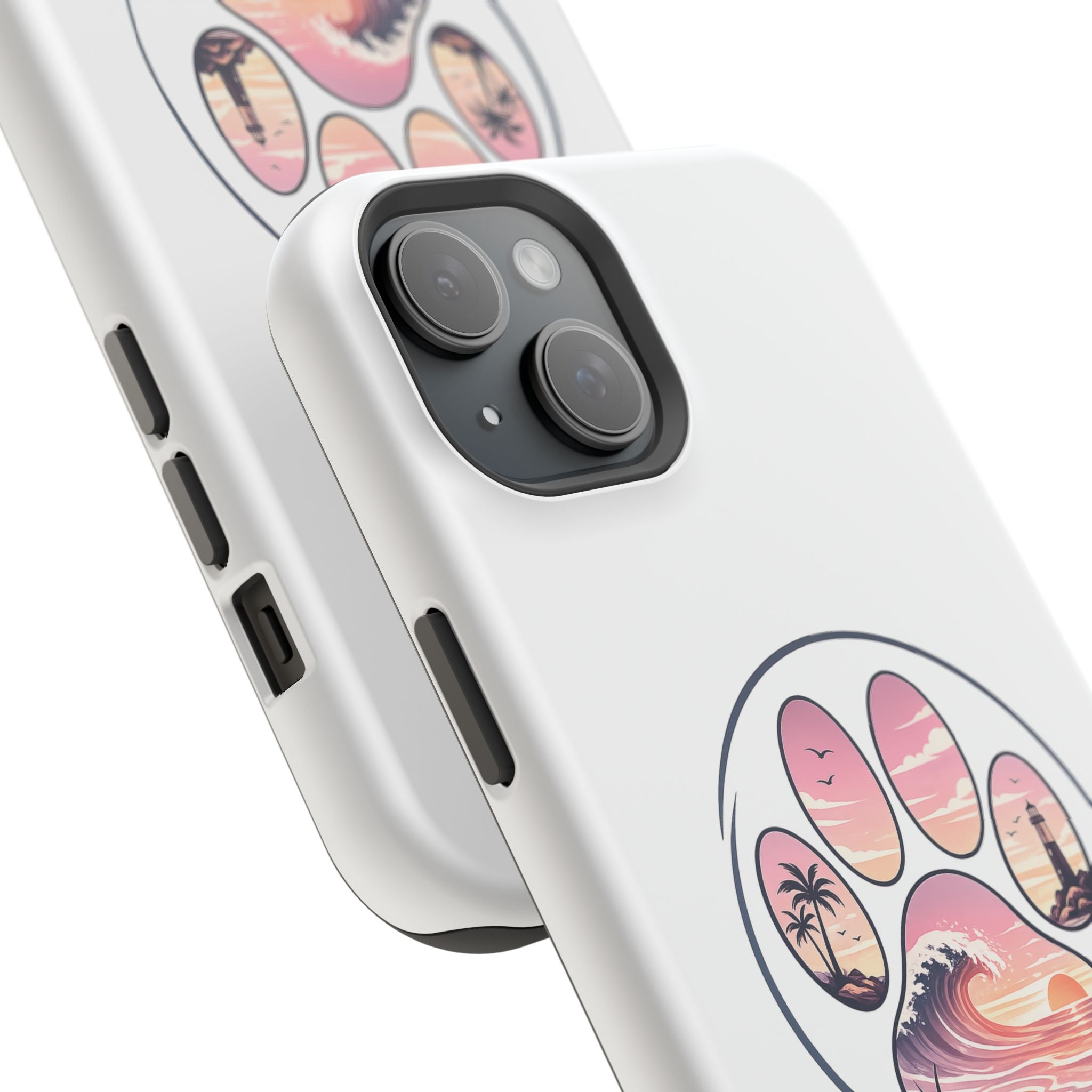 Beach Paw Phone Case — Impact-Resistant Tropical Paw Print iPhone Cover