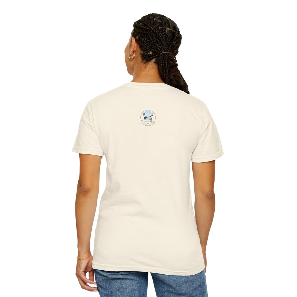 Ocean Paw Surf T-Shirt — Beach Sunset Paw Print Tee