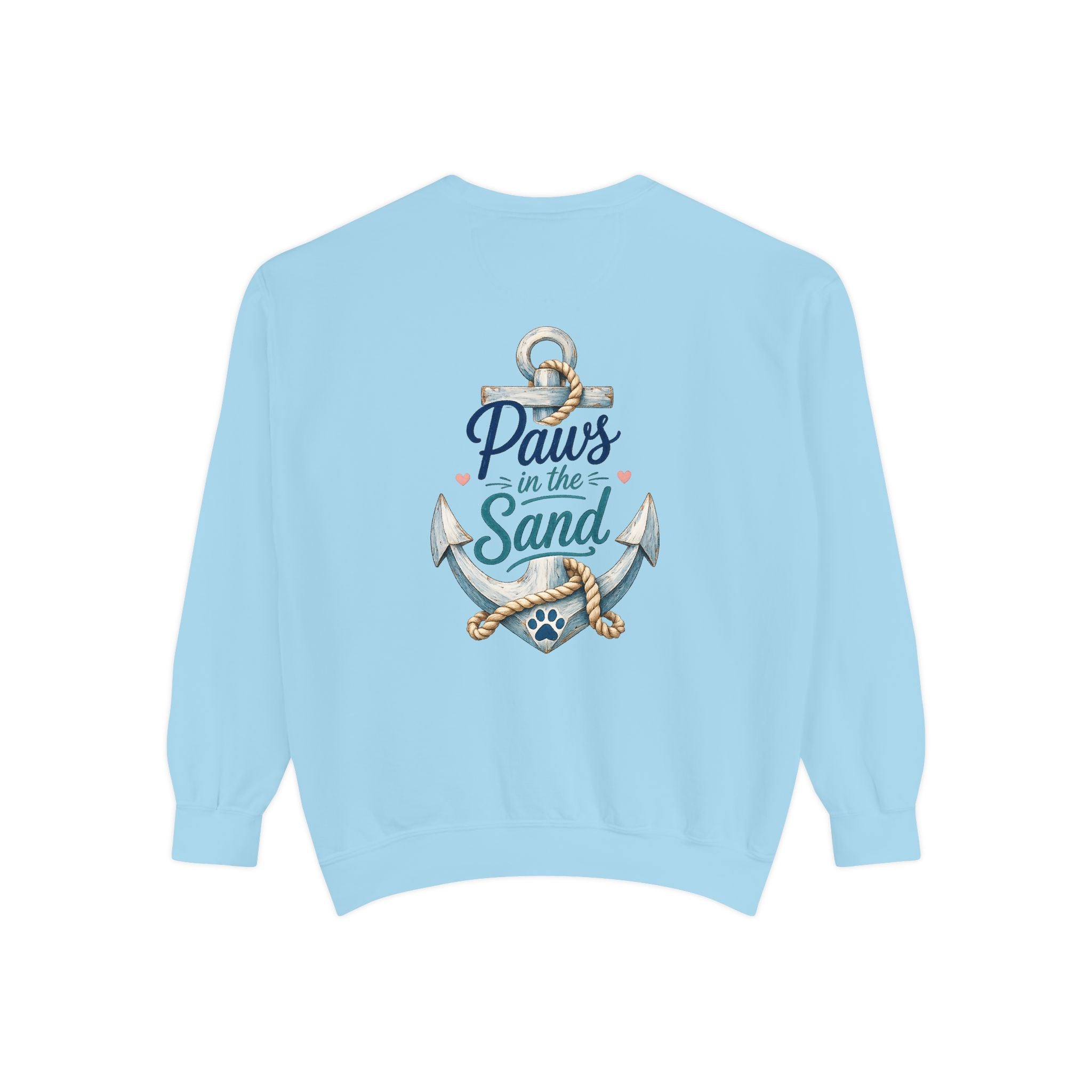 Paws in the Sand Sweatshirt | Anchor Paw Print Nautical Beach Design