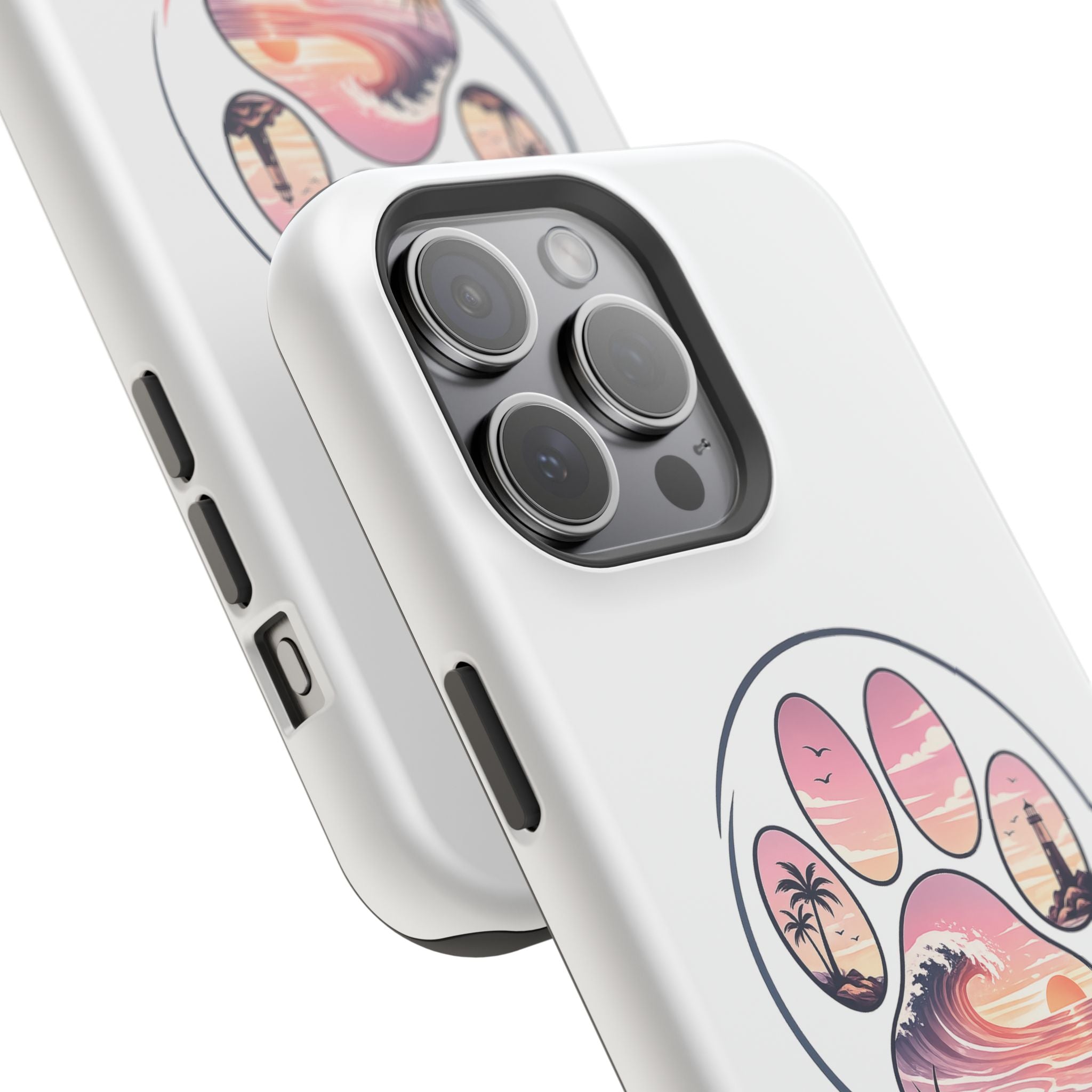 Beach Paw Phone Case — Impact-Resistant Tropical Paw Print iPhone Cover