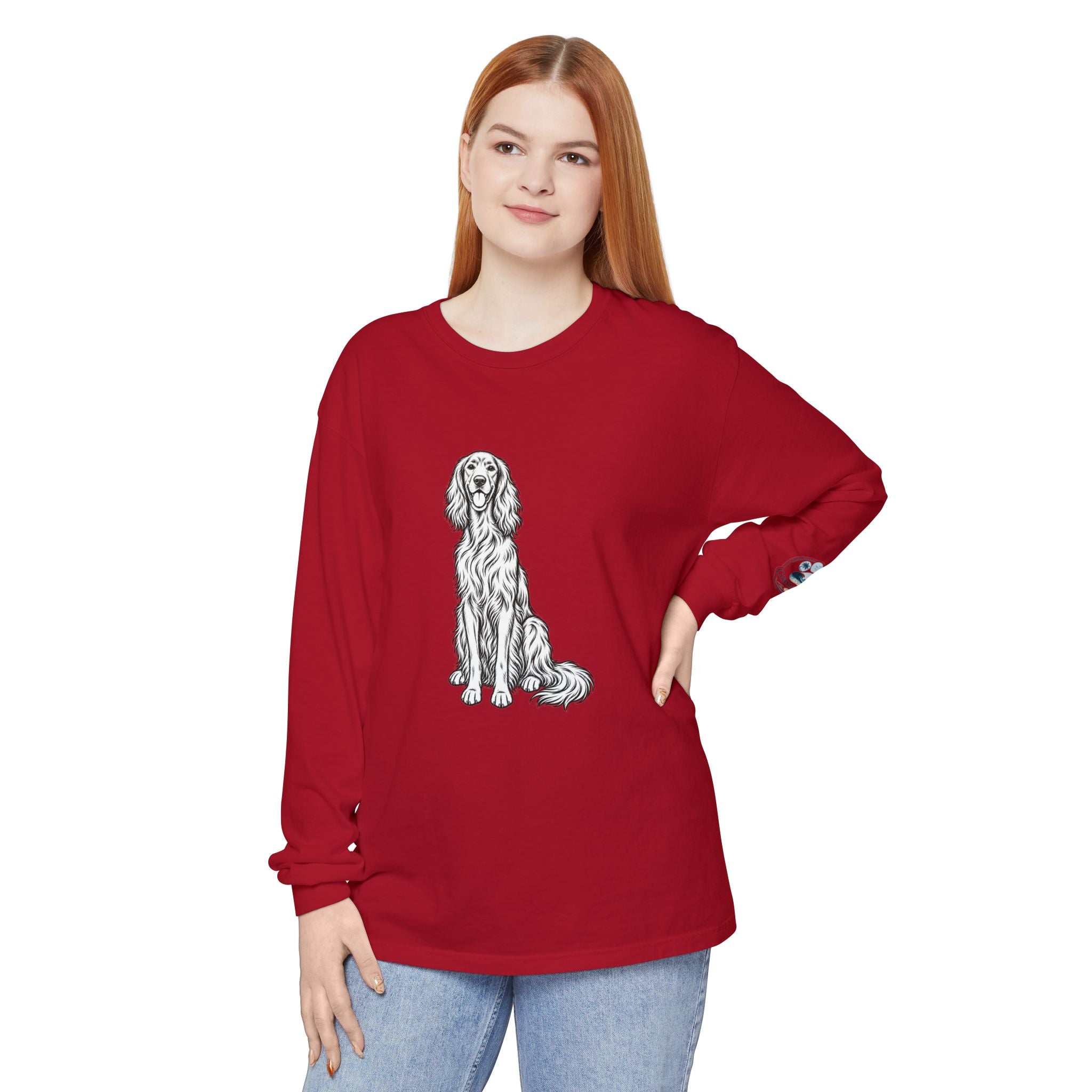 Irish Setter Unisex Long-Sleeve Tee with Coast & Paws logo on sleeve