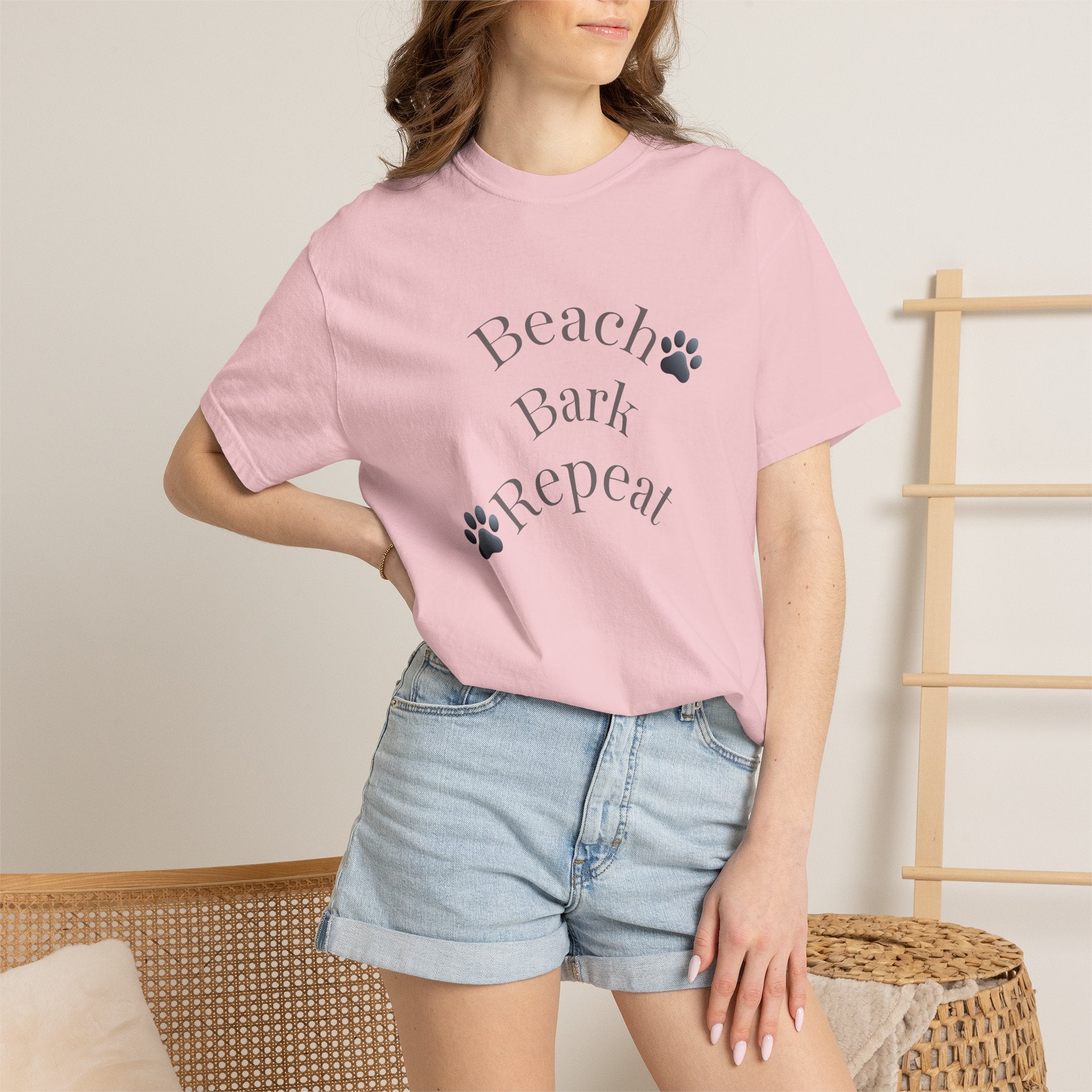 Beach Bark Repeat T-Shirt — Casual Dog Lover Tee