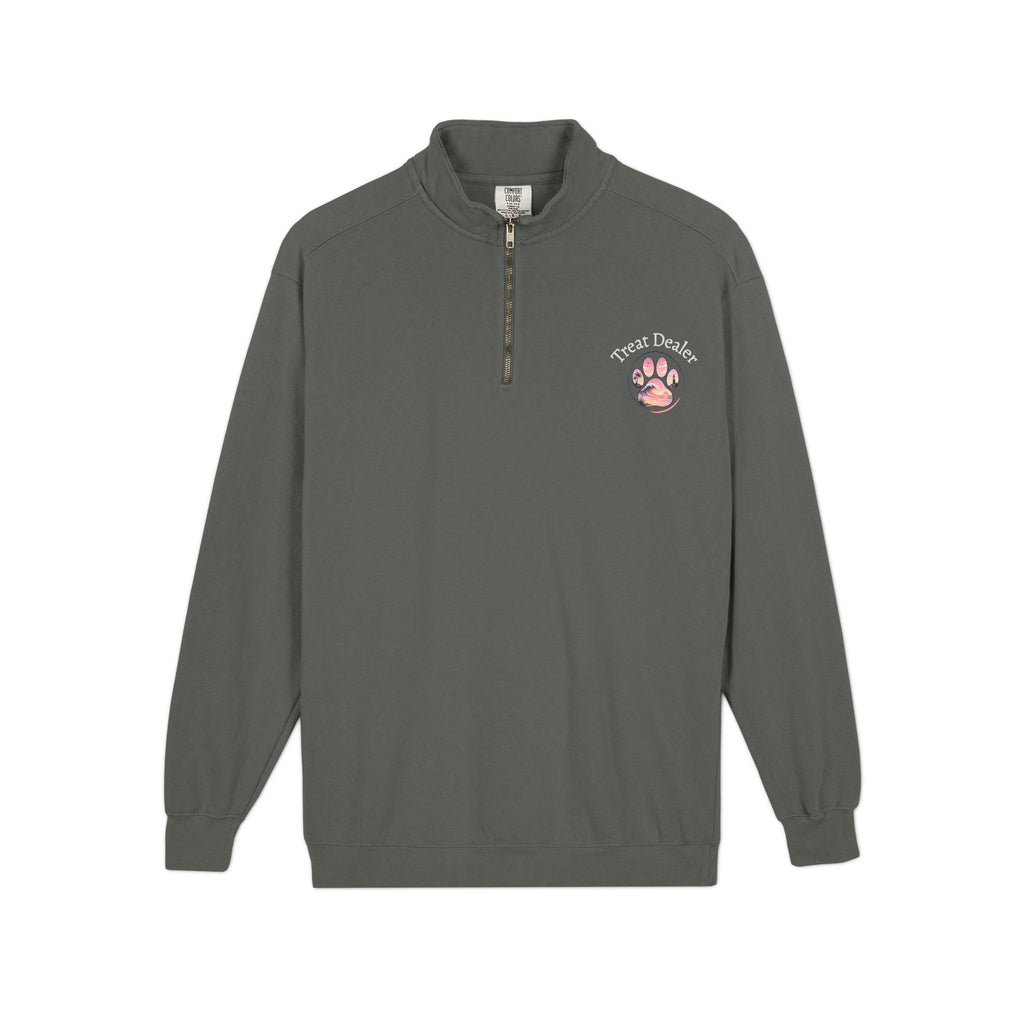 Quarter-Zip Sweatshirt — "Treat Dealer" Paw