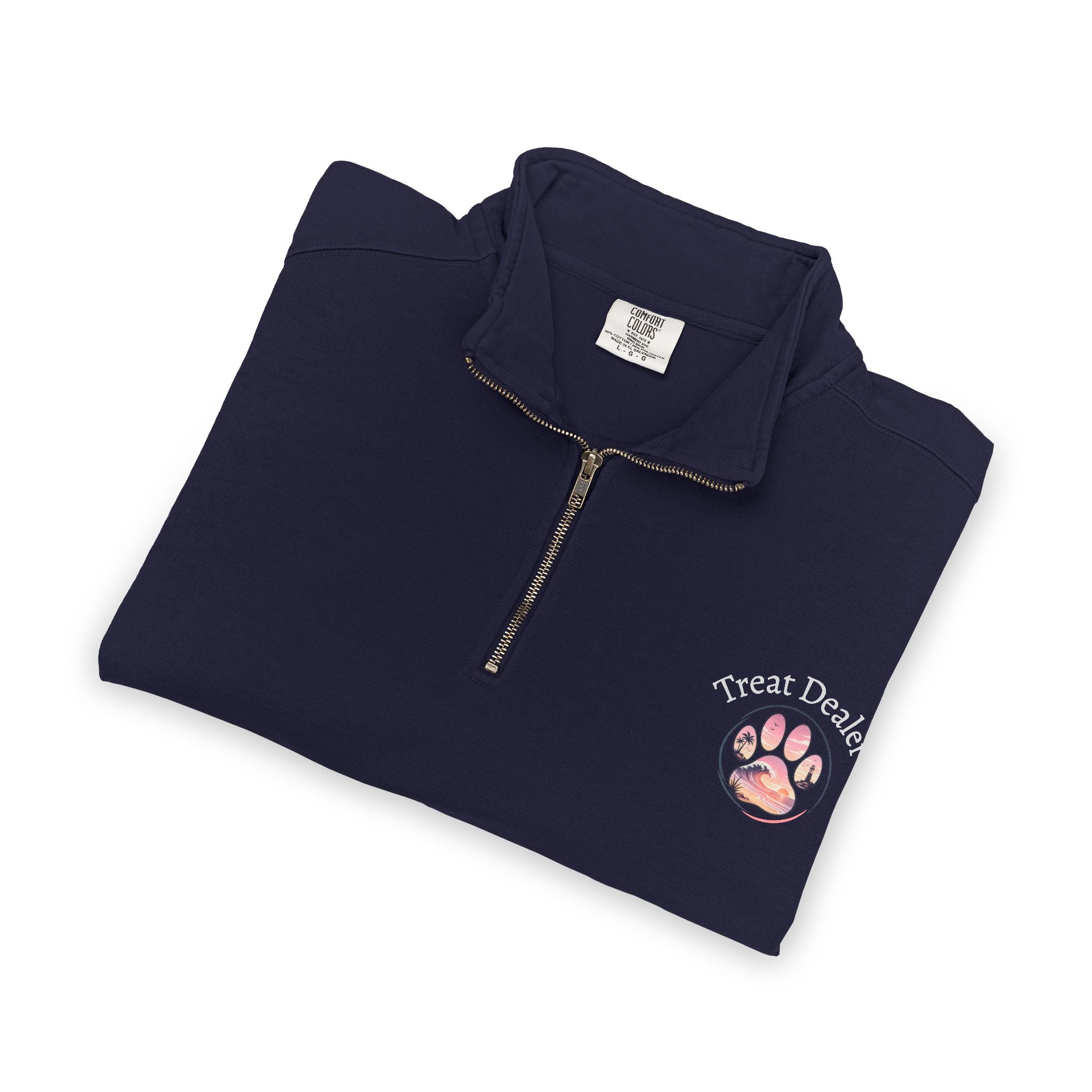 Quarter-Zip Sweatshirt — "Treat Dealer" Paw