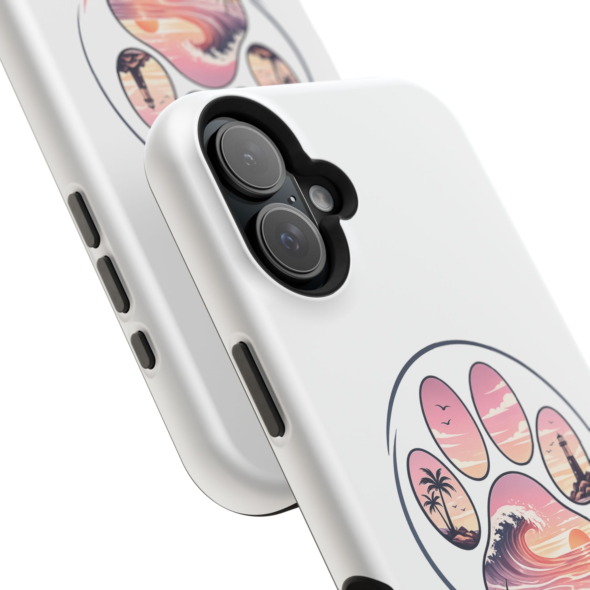 Beach Paw Phone Case — Impact-Resistant Tropical Paw Print iPhone Cover
