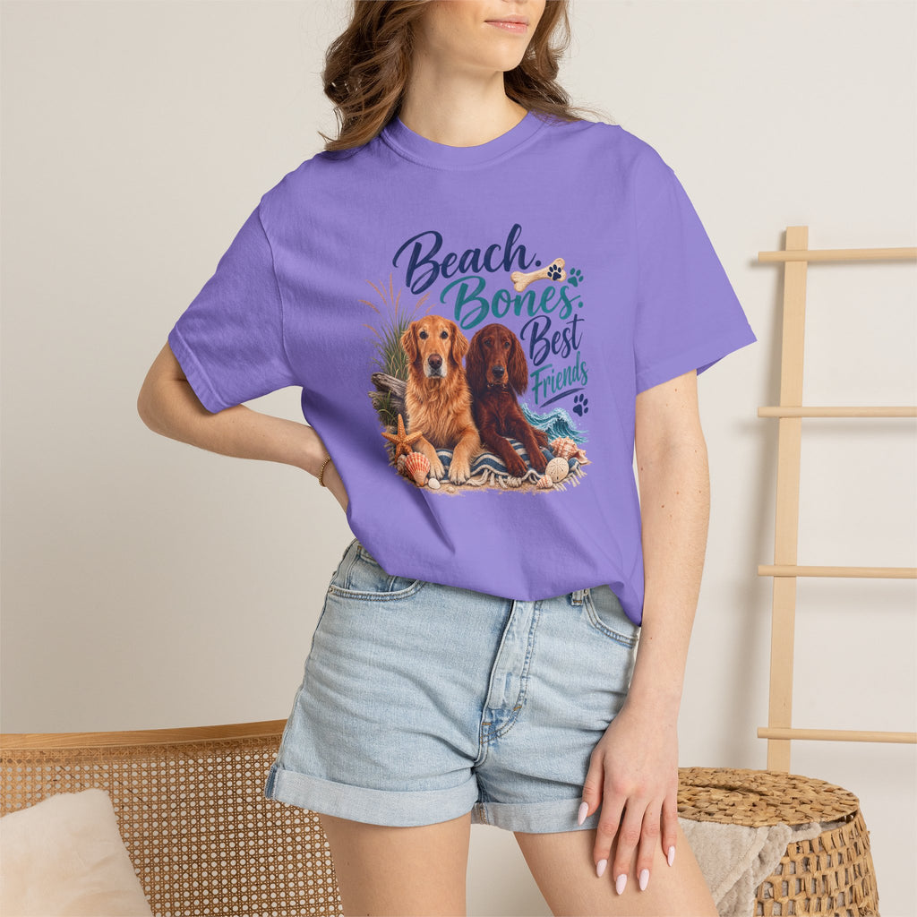 Beach Bones Best Friends Unisex Soft T-Shirt — Dog Lover Beach Tee