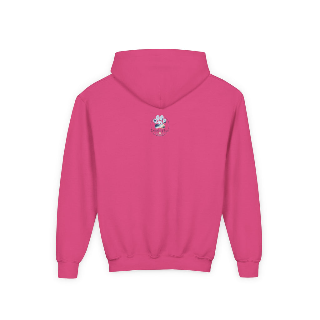 Youth Hoodie — "Sea Side Nap" Cat Beach Graphic Sweatshirt