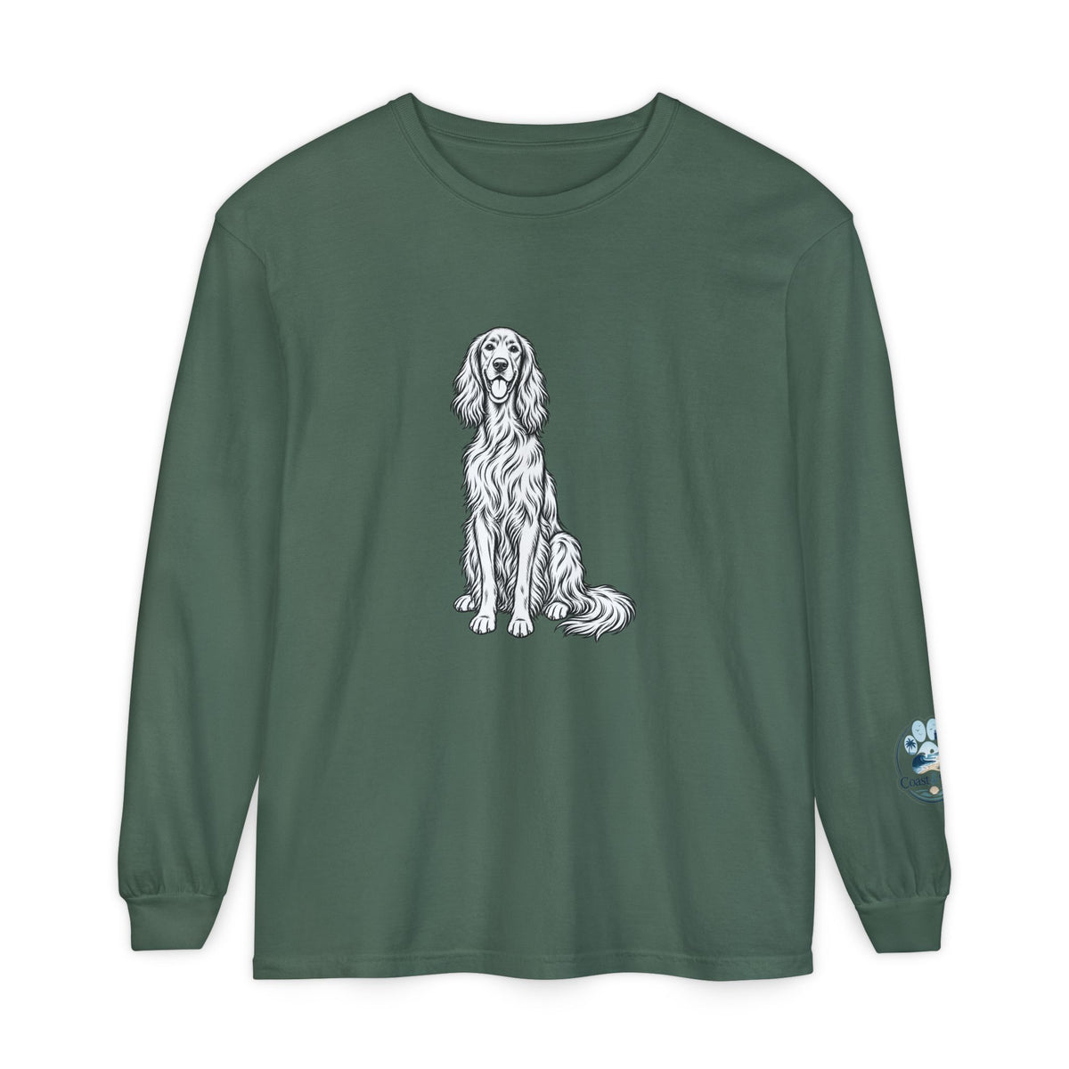 Irish Setter Unisex Long-Sleeve Tee with Coast & Paws logo on sleeve