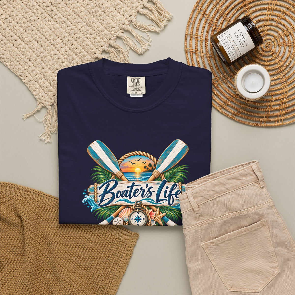 Boater's Life T-Shirt — Nautical Oars & Compass Beach Tee