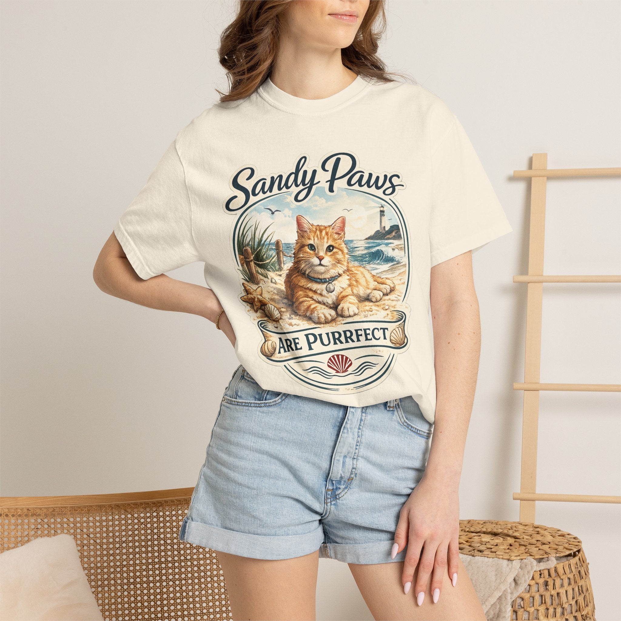 Sandy Paws Are Purrfect Beach Cat T-Shirt