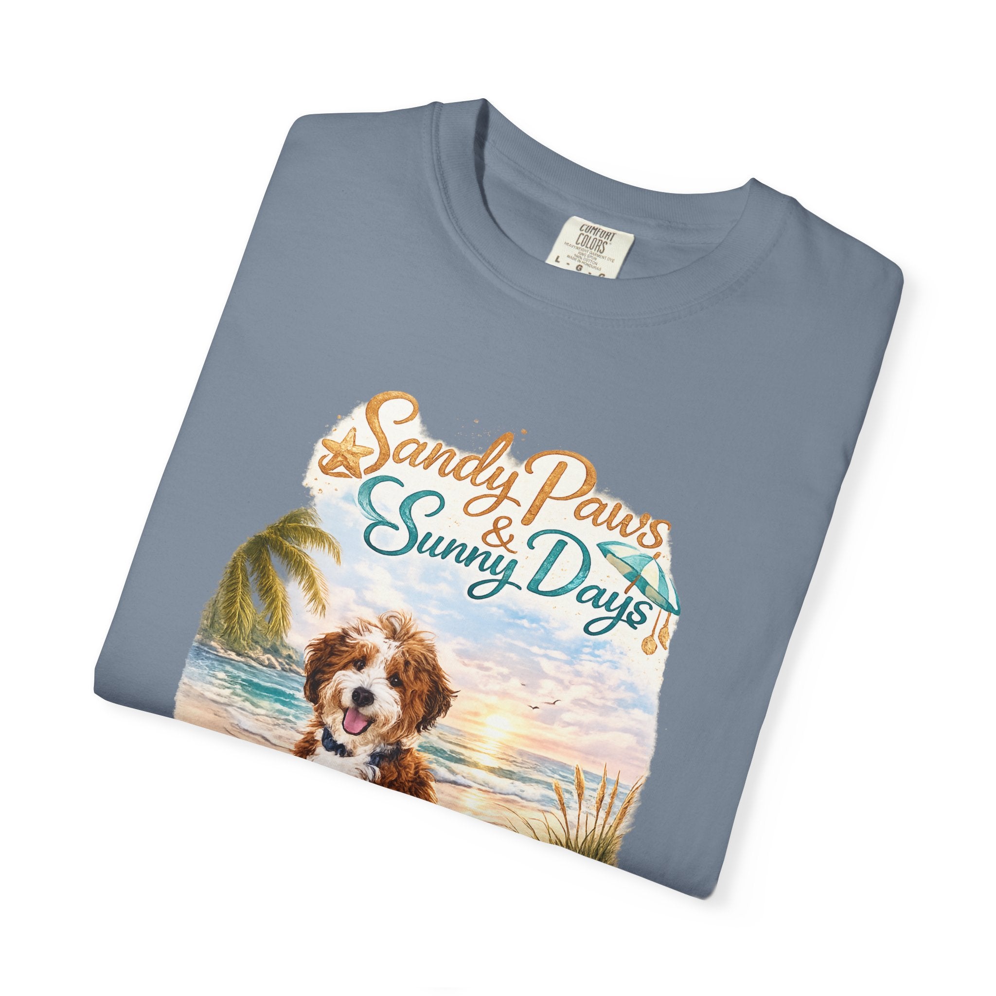 Sandy Paws Sunny Days T-Shirt — Unisex Comfort Colors Graphic Tee