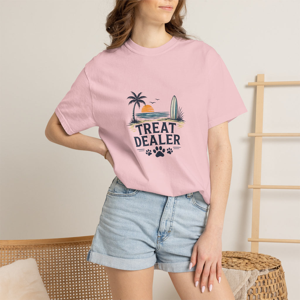 Treat Dealer Beach T-Shirt — Cute Dog Paw Surf Graphic