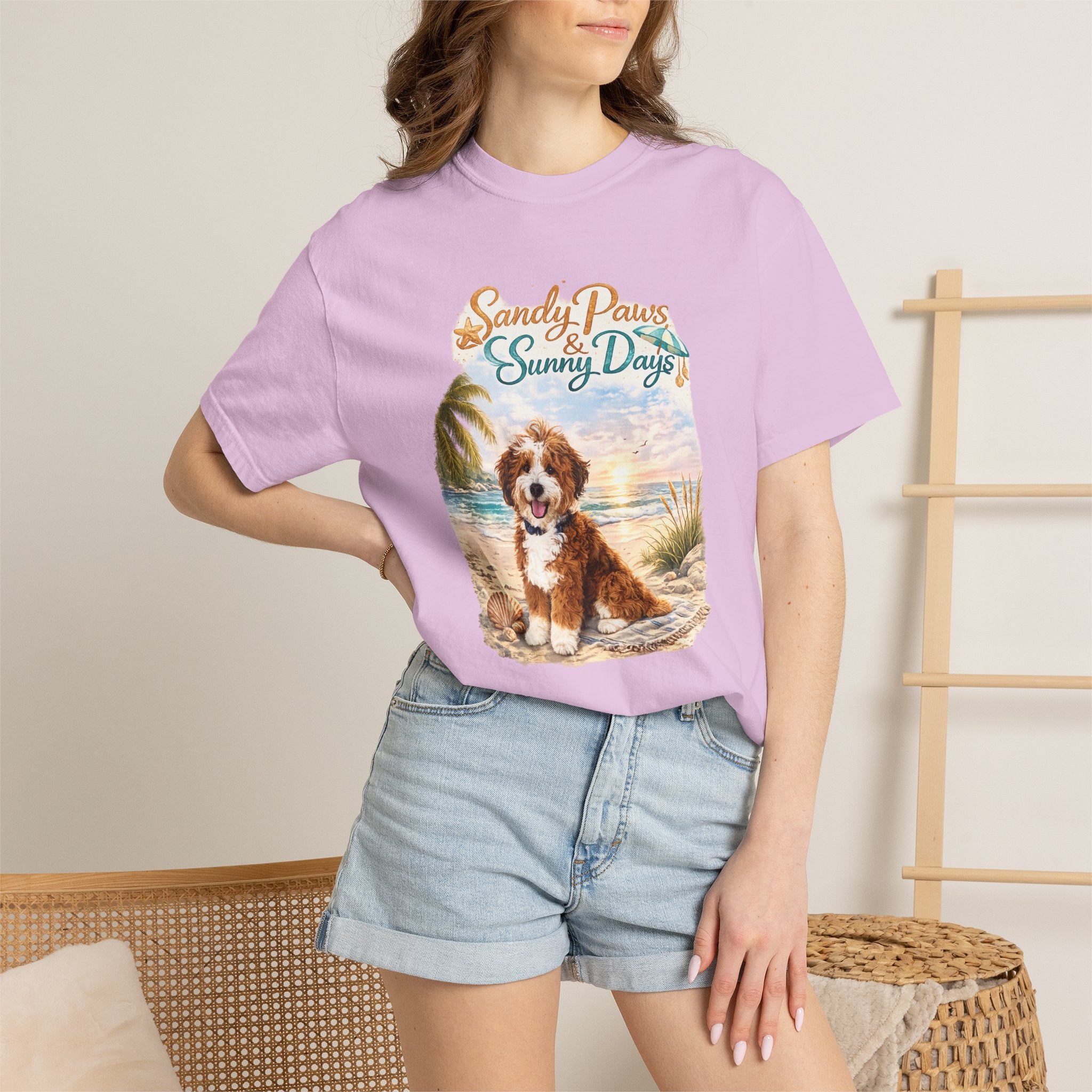 Sandy Paws Sunny Days T-Shirt — Unisex Comfort Colors Graphic Tee