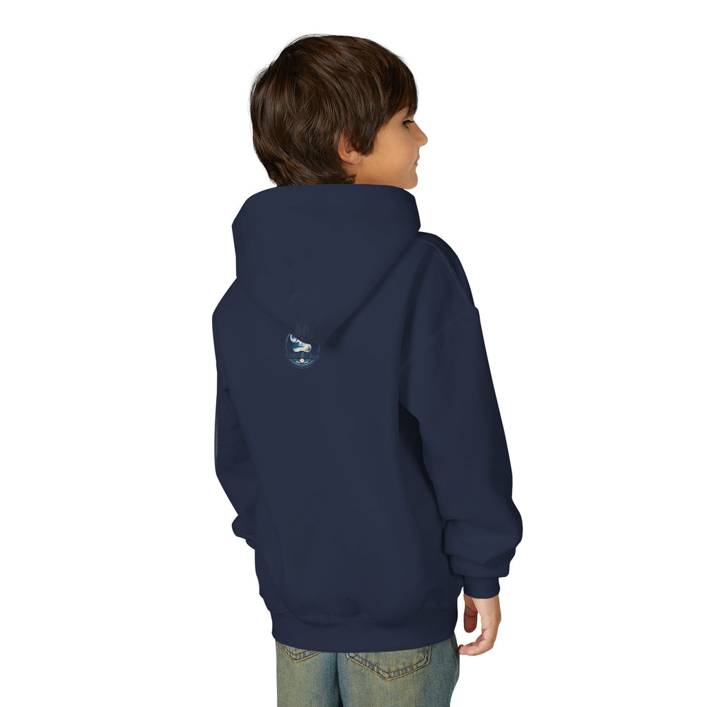 Youth Hoodie — "Sea Side Nap" Cat Beach Graphic Sweatshirt