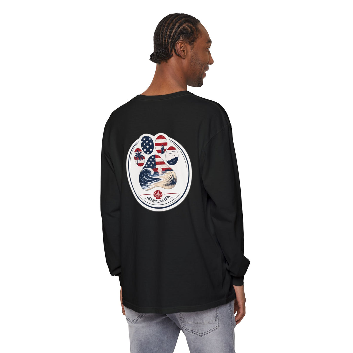 Patriotic Coast & Paws Signature Long Sleeve T‑Shirt