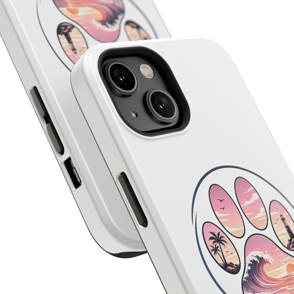 Beach Paw Phone Case — Impact-Resistant Tropical Paw Print iPhone Cover