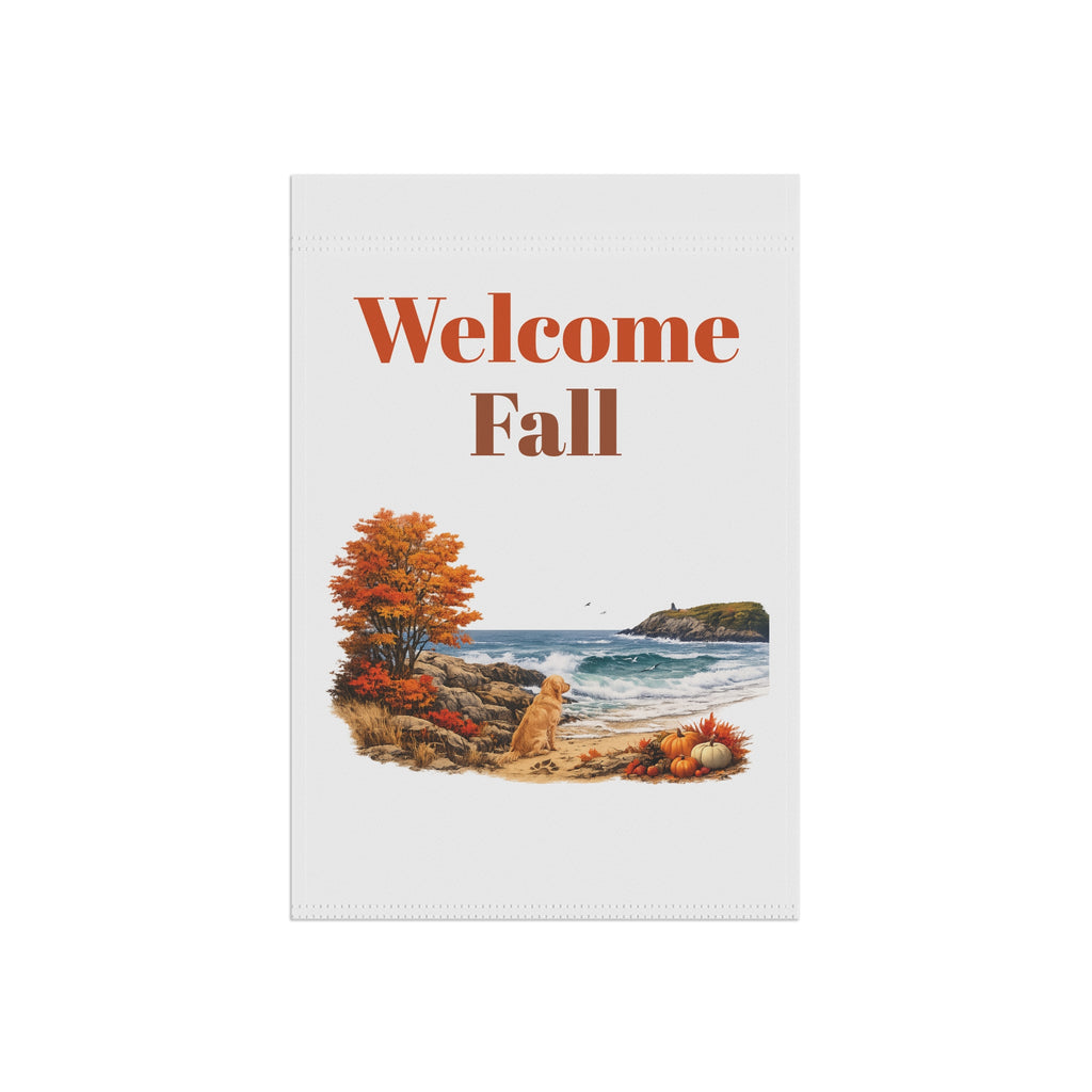 Welcome Fall Garden Flag – Autumn Seascape Welcome Banner for Porch & Yard