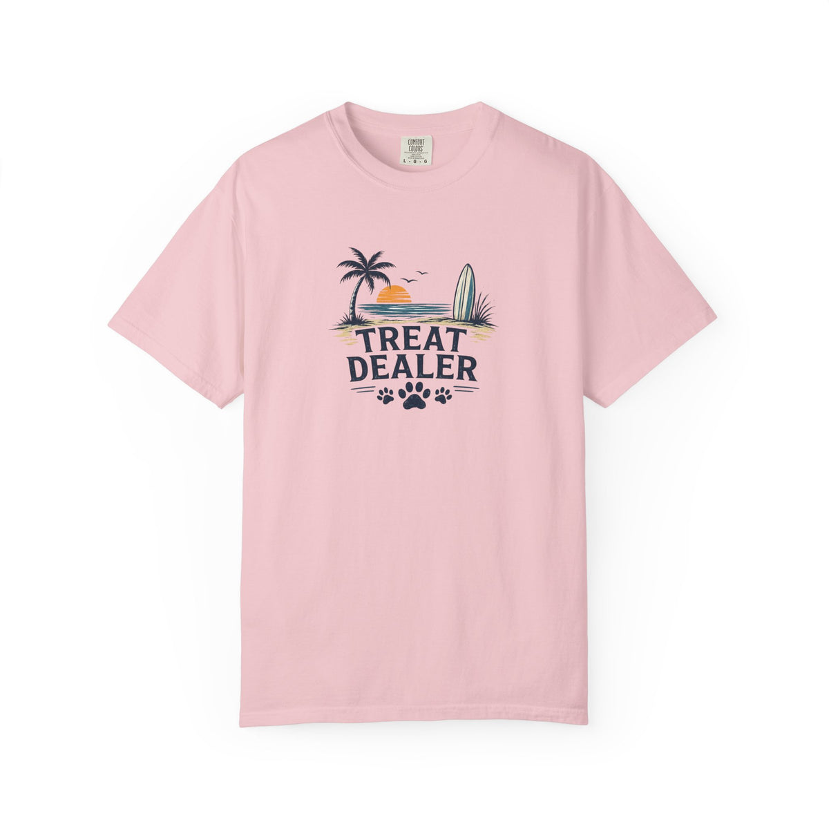 Treat Dealer Beach T-Shirt — Cute Dog Paw Surf Graphic