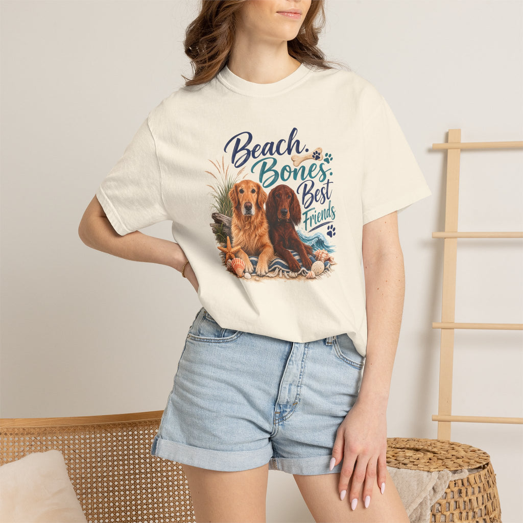Beach Bones Best Friends Unisex Soft T-Shirt — Dog Lover Beach Tee