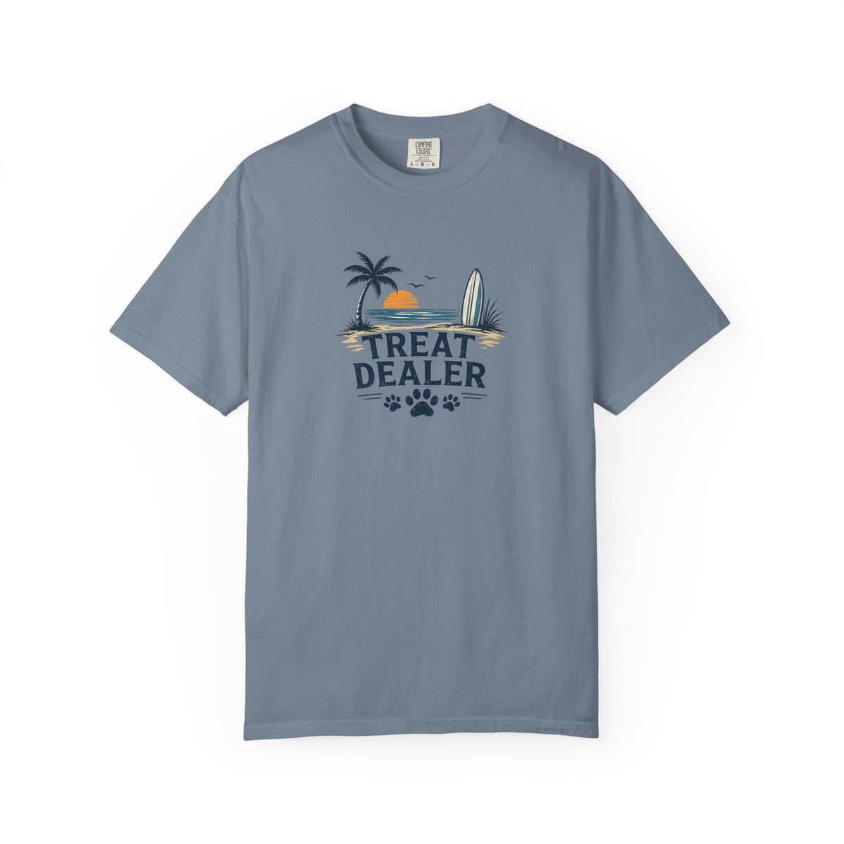 Treat Dealer Beach T-Shirt — Cute Dog Paw Surf Graphic