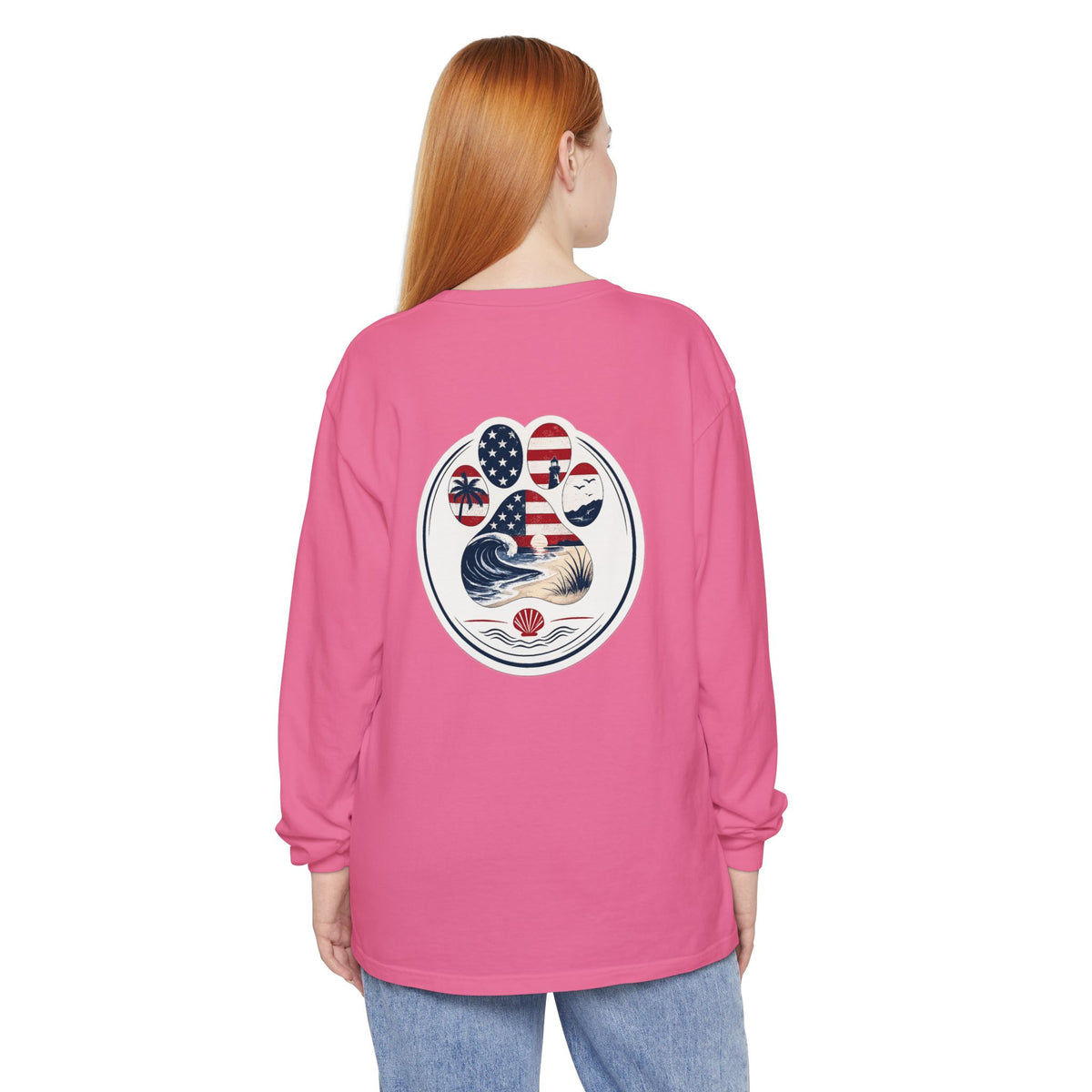 Patriotic Coast & Paws Signature Long Sleeve T‑Shirt