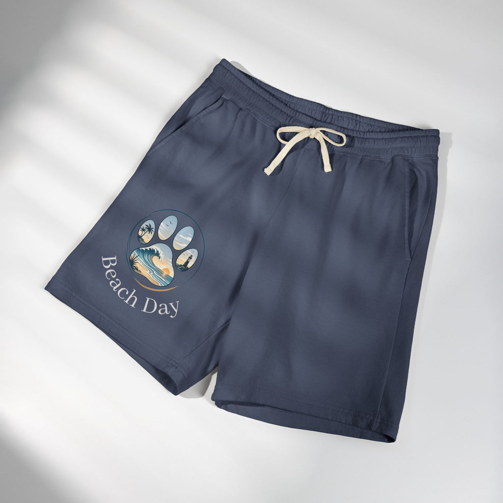 Beach Days Paw-Print Sweat Shorts — Lightweight Fleece Summer Lounge Shorts