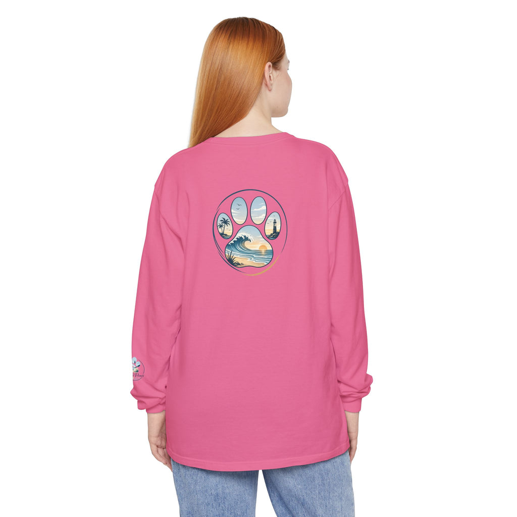 Coast & Paws Signature Soft Long Sleeve Tee — Coastal Paw Wave Graphic