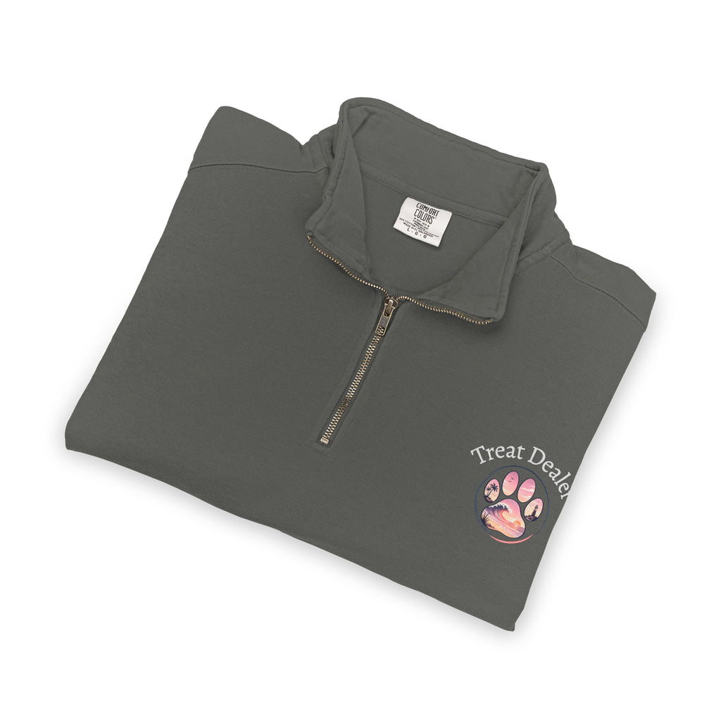 Quarter-Zip Sweatshirt — "Treat Dealer" Paw