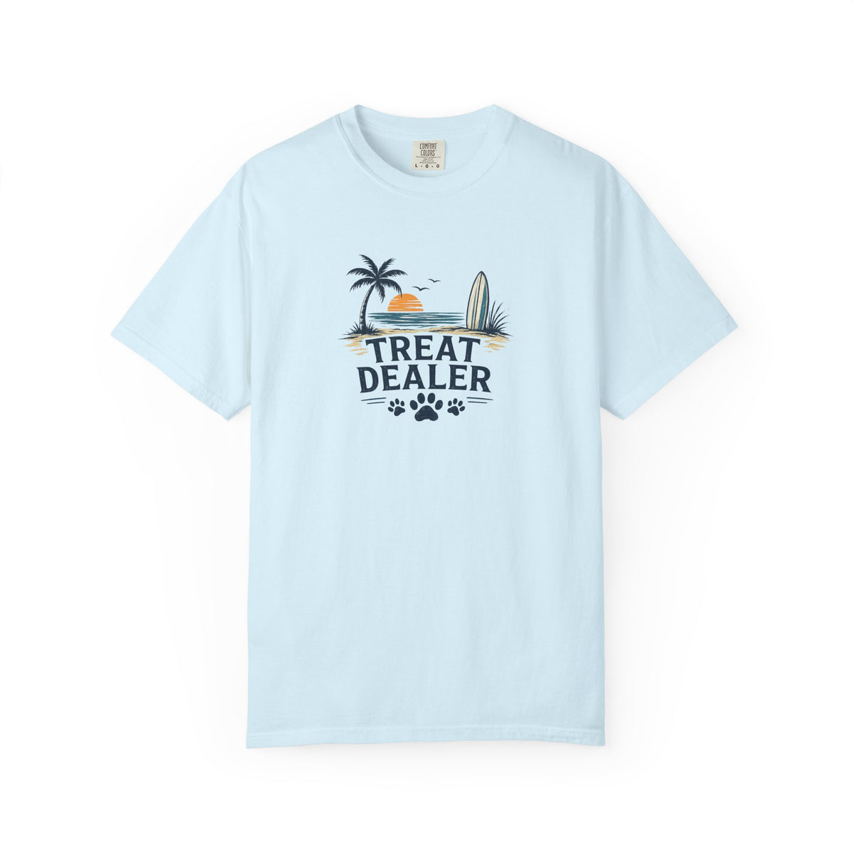 Treat Dealer Beach T-Shirt — Cute Dog Paw Surf Graphic