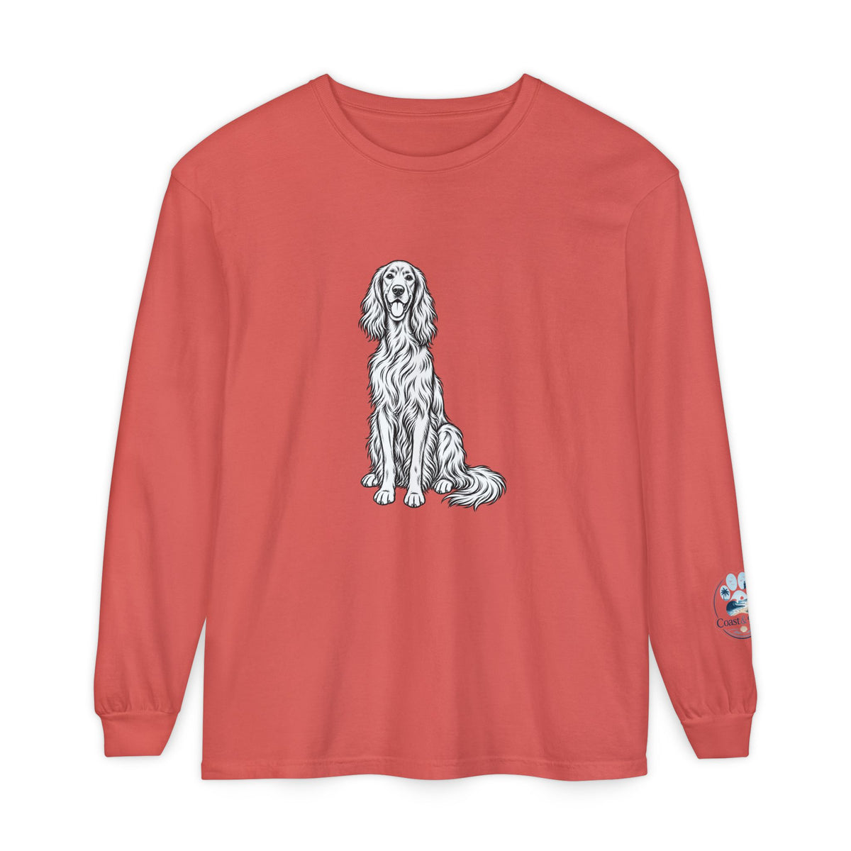 Irish Setter Unisex Long-Sleeve Tee with Coast & Paws logo on sleeve