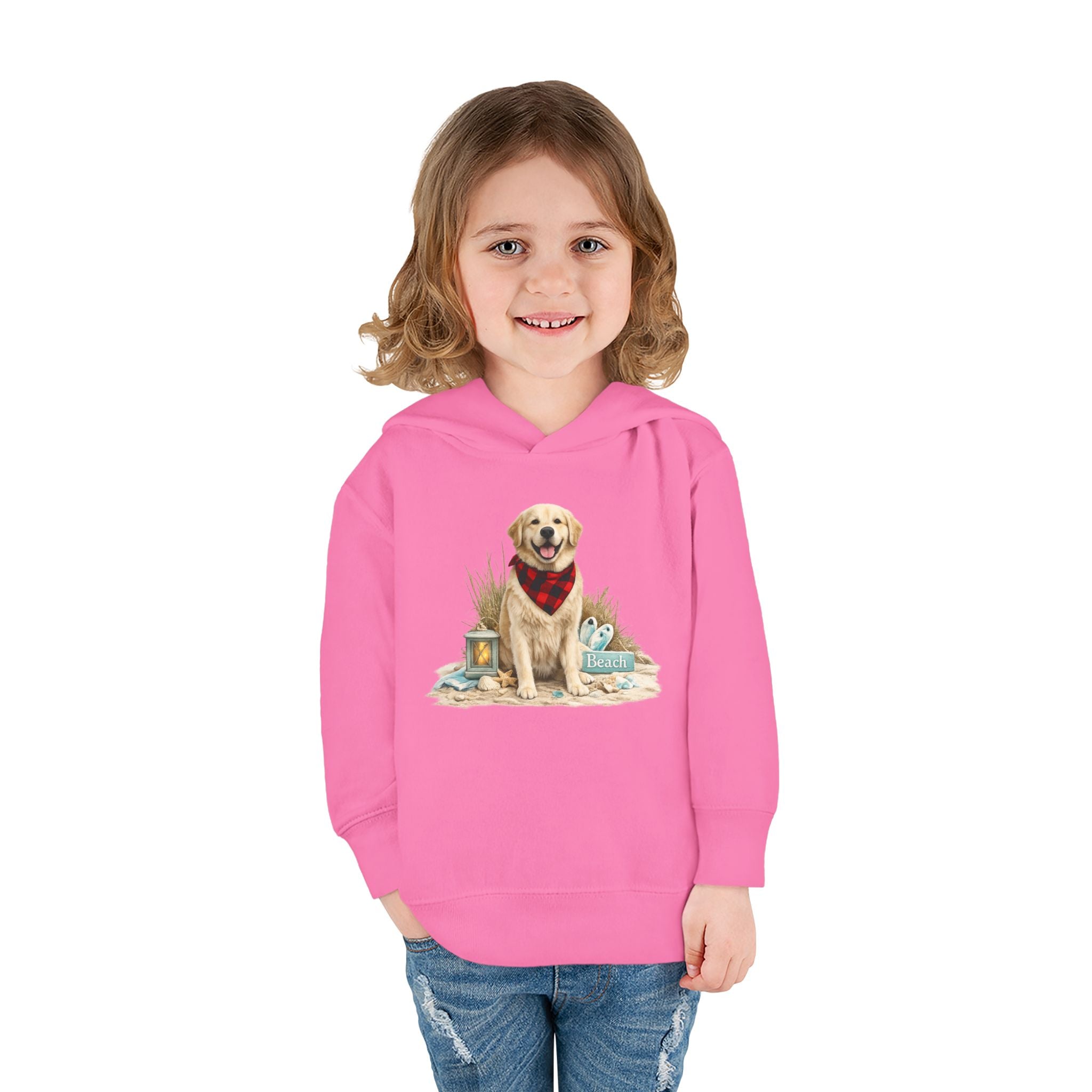 Toddler Hoodie — Golden Retriever with Bandana Graphic