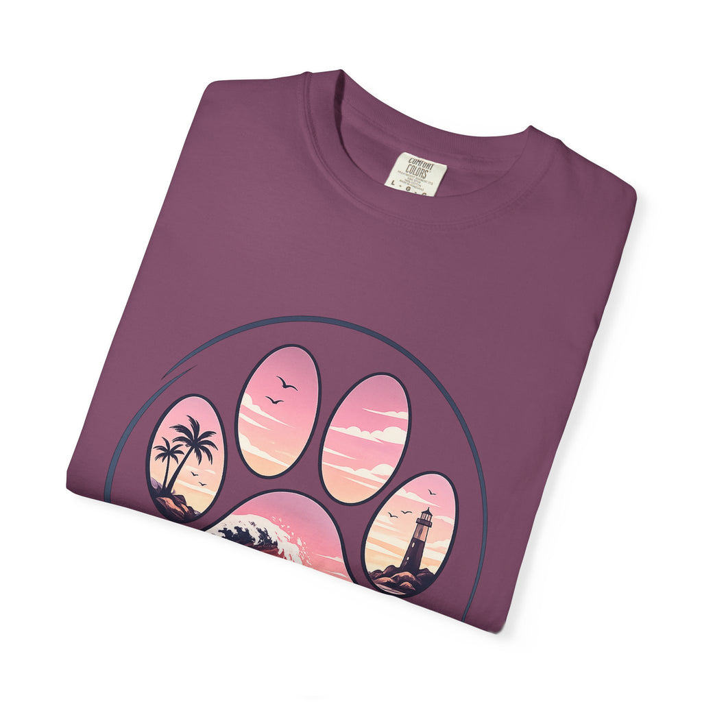 Sunset Paw Tee — Beach Wave Paw Print Unisex Comfort Colors T-Shirt