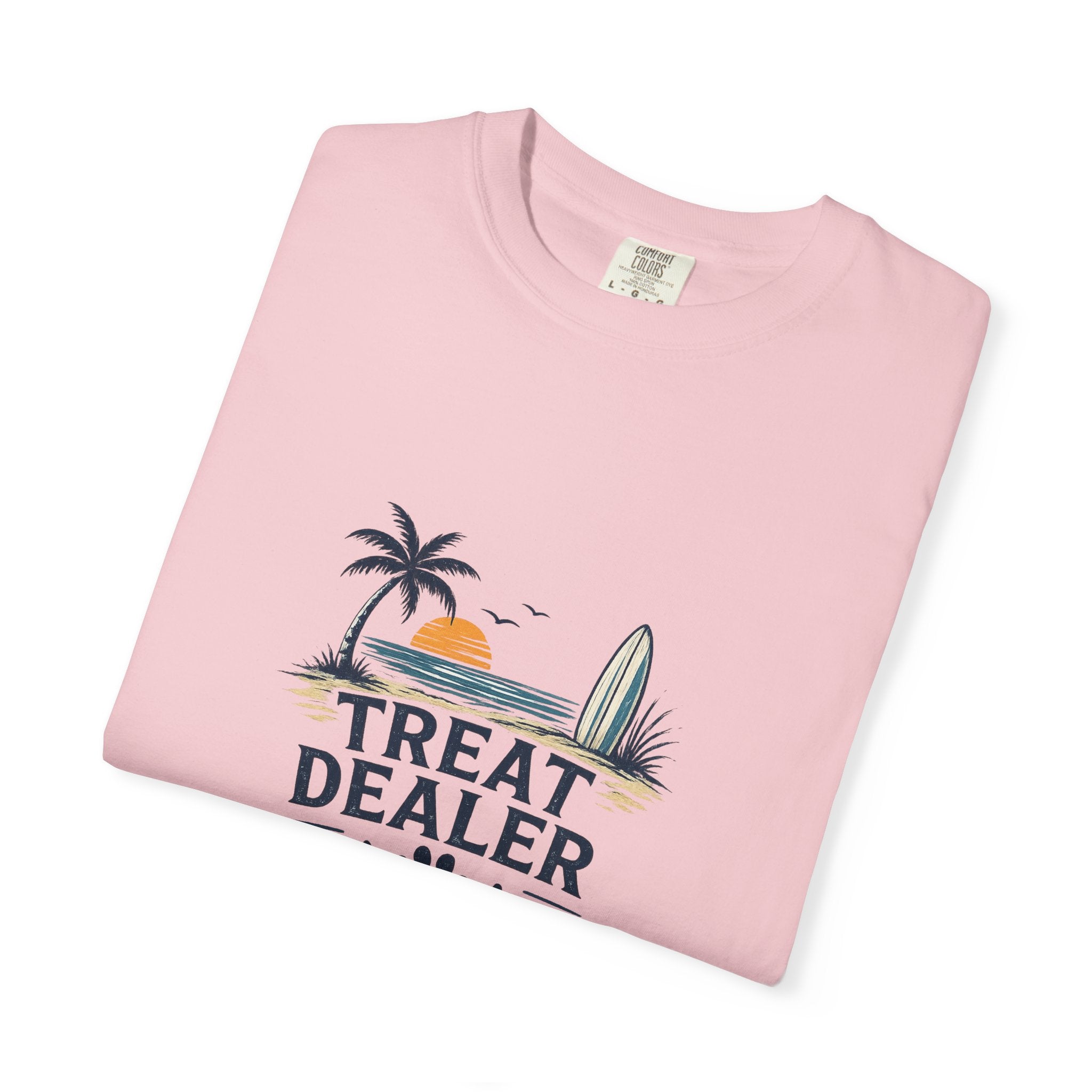 Treat Dealer Beach T-Shirt — Cute Dog Paw Surf Graphic