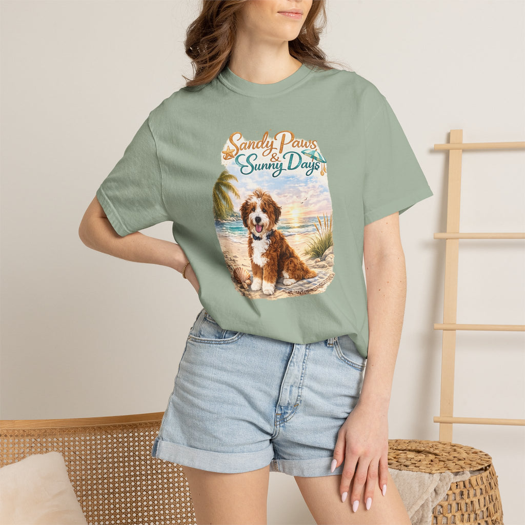 Sandy Paws Sunny Days T-Shirt — Unisex Comfort Colors Graphic Tee
