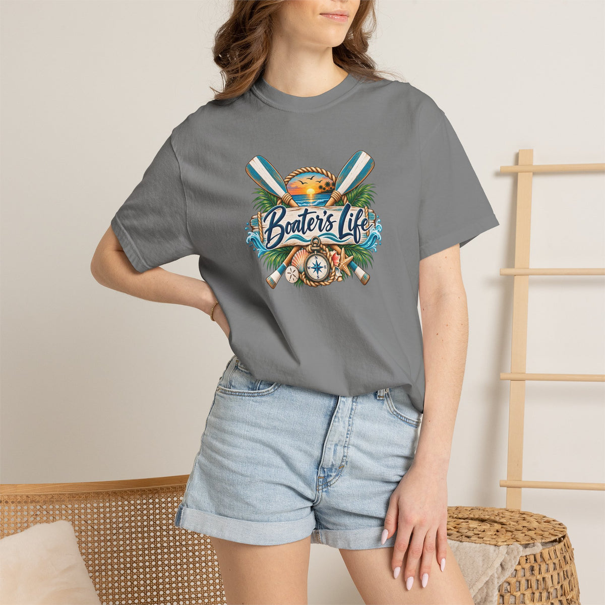 Boater's Life T-Shirt — Nautical Oars & Compass Beach Tee