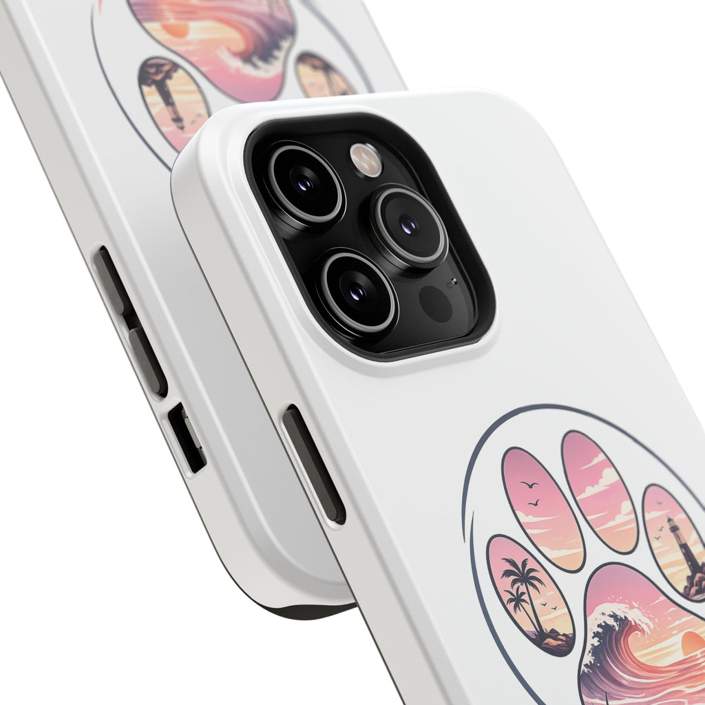 Beach Paw Phone Case — Impact-Resistant Tropical Paw Print iPhone Cover