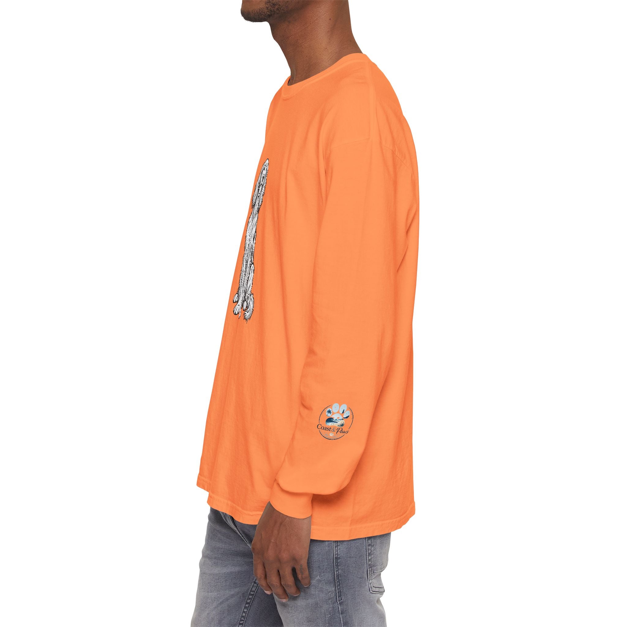 Irish Setter Unisex Long-Sleeve Tee with Coast & Paws logo on sleeve