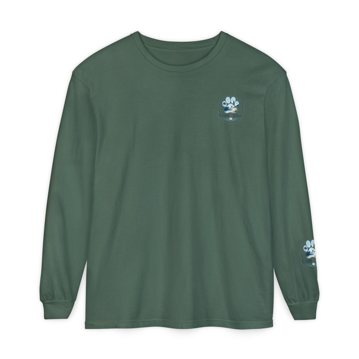 Coast & Paws Signature Soft Long Sleeve Tee — Coastal Paw Wave Graphic