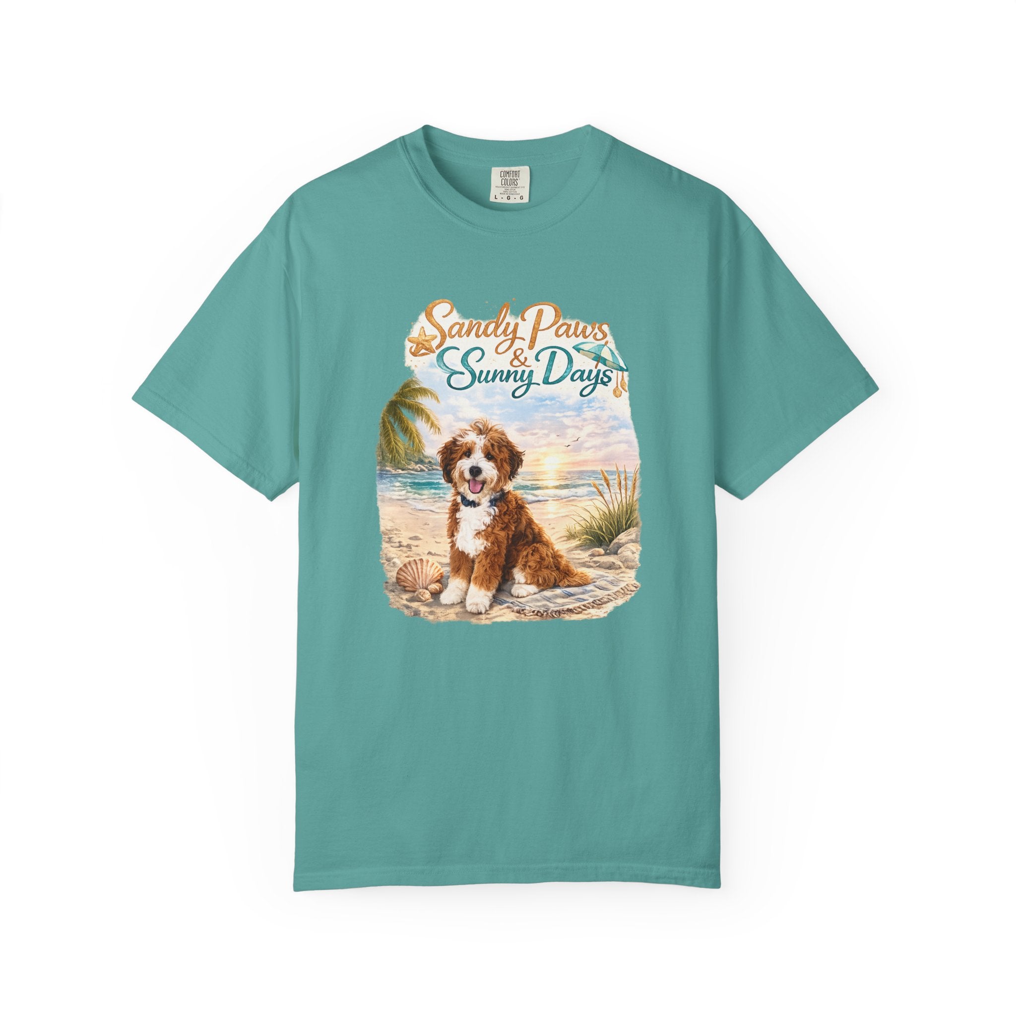 Sandy Paws Sunny Days T-Shirt — Unisex Comfort Colors Graphic Tee