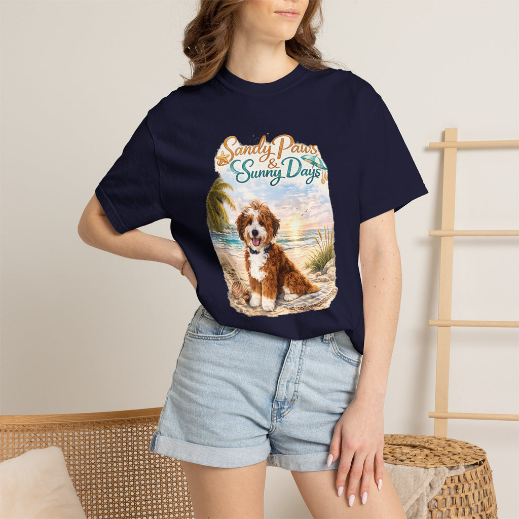 Sandy Paws Sunny Days T-Shirt — Unisex Comfort Colors Graphic Tee