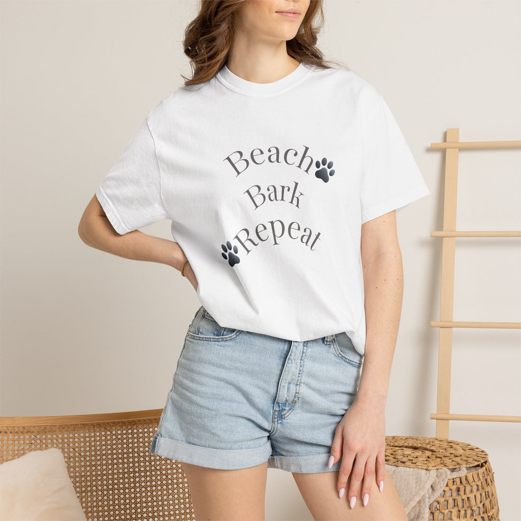 Beach Bark Repeat T-Shirt — Casual Dog Lover Tee
