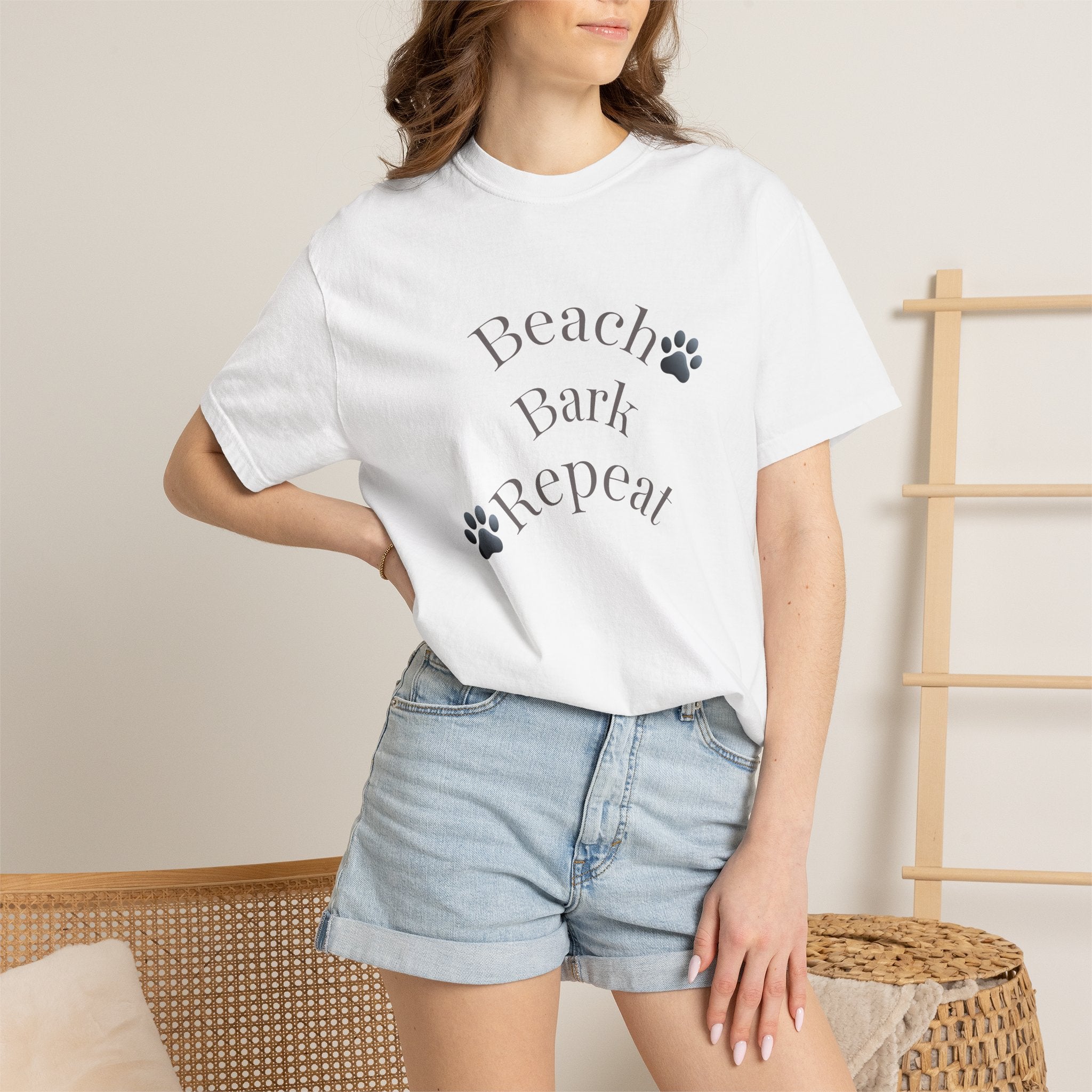 Beach Bark Repeat T-Shirt — Casual Dog Lover Tee