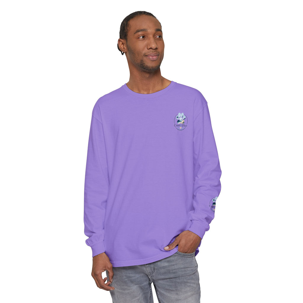 Coast & Paws Signature Soft Long Sleeve Tee — Coastal Paw Wave Graphic