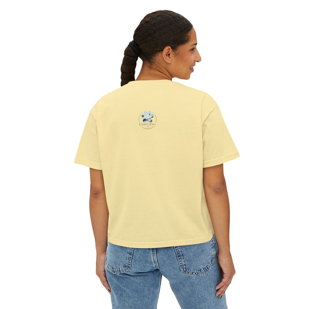 Love Has Paws Boxy Tee — Women’s Cute Cat & Dog Paw Comfort Colors Graphic Shirt