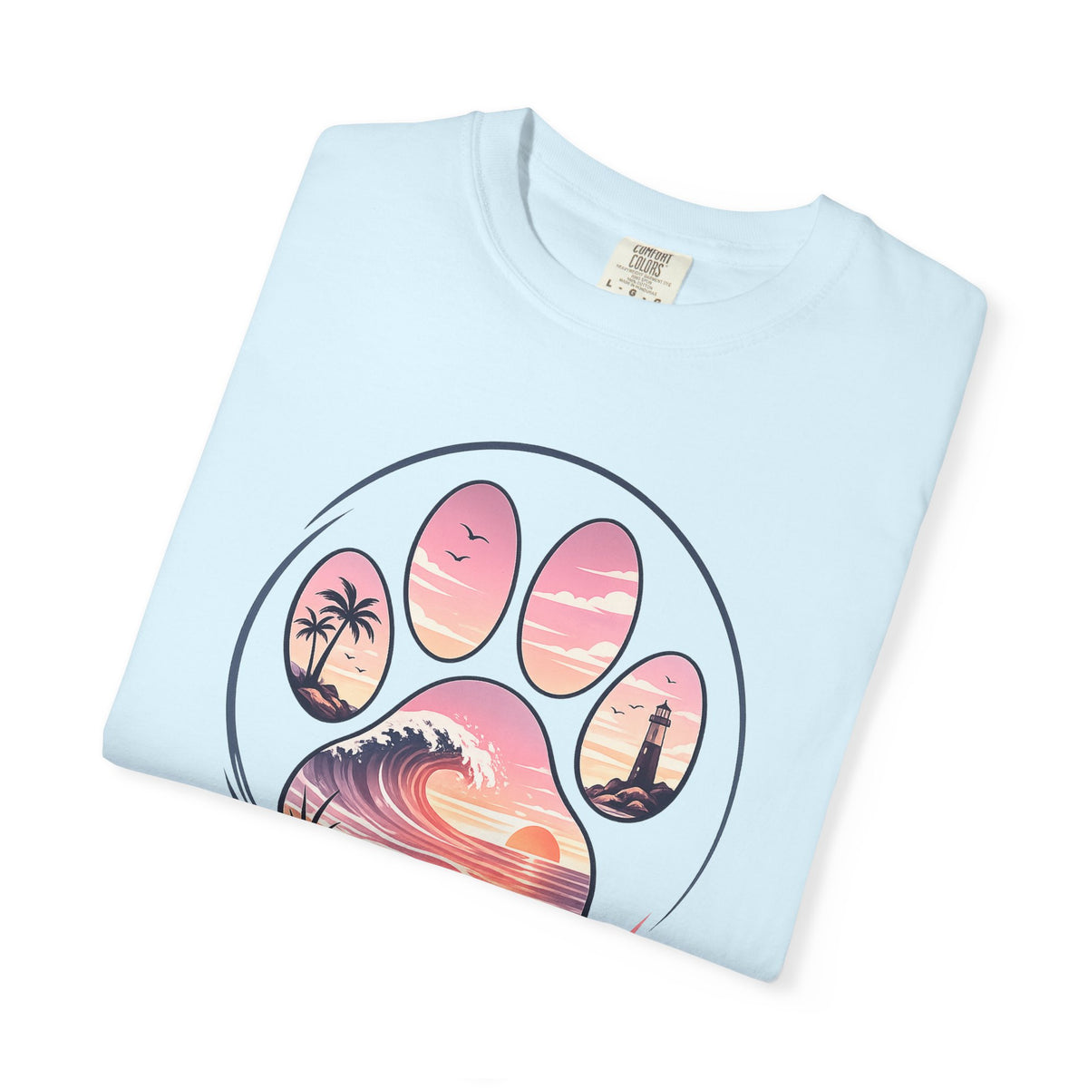 Sunset Paw Tee — Beach Wave Paw Print Unisex Comfort Colors T-Shirt
