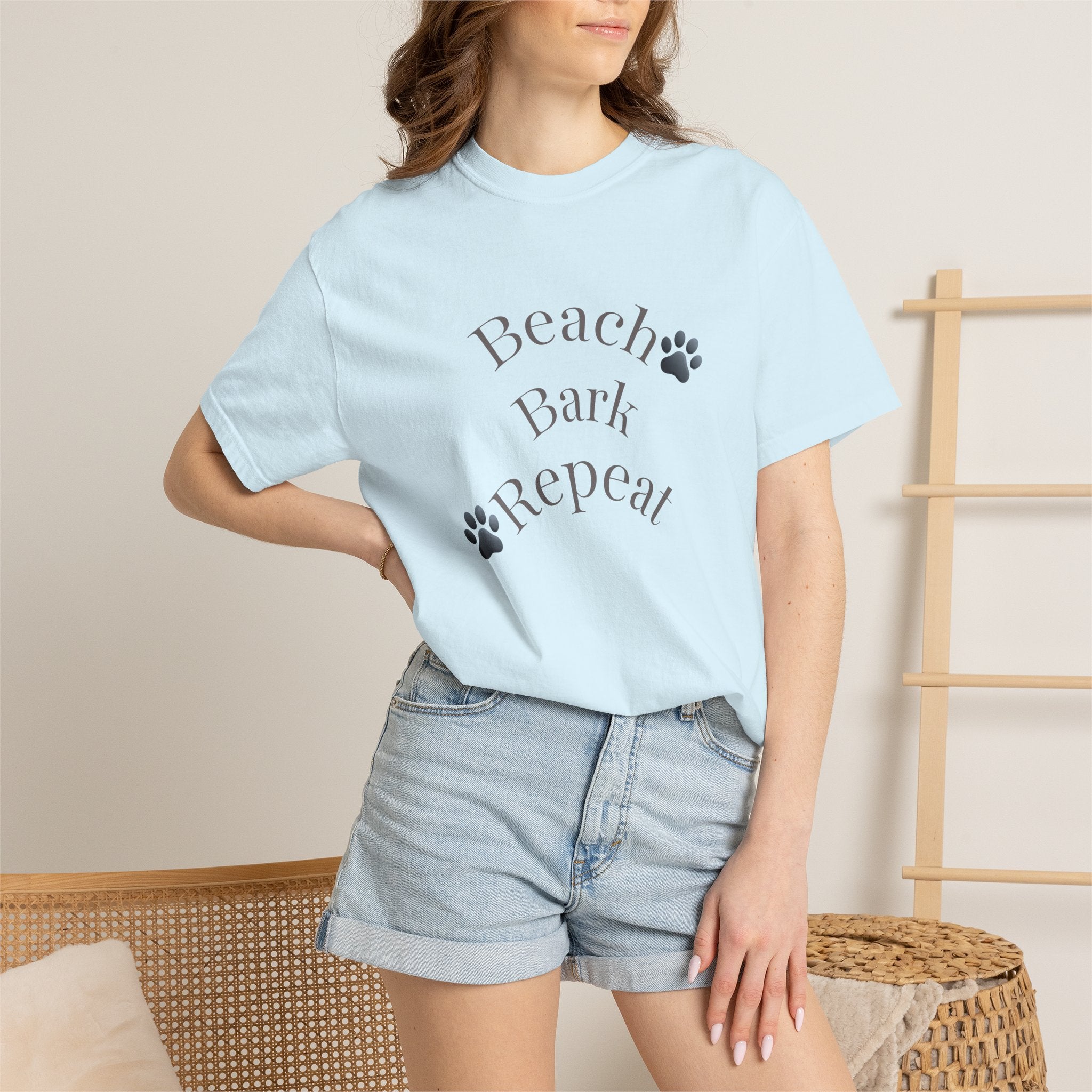 Beach Bark Repeat T-Shirt — Casual Dog Lover Tee
