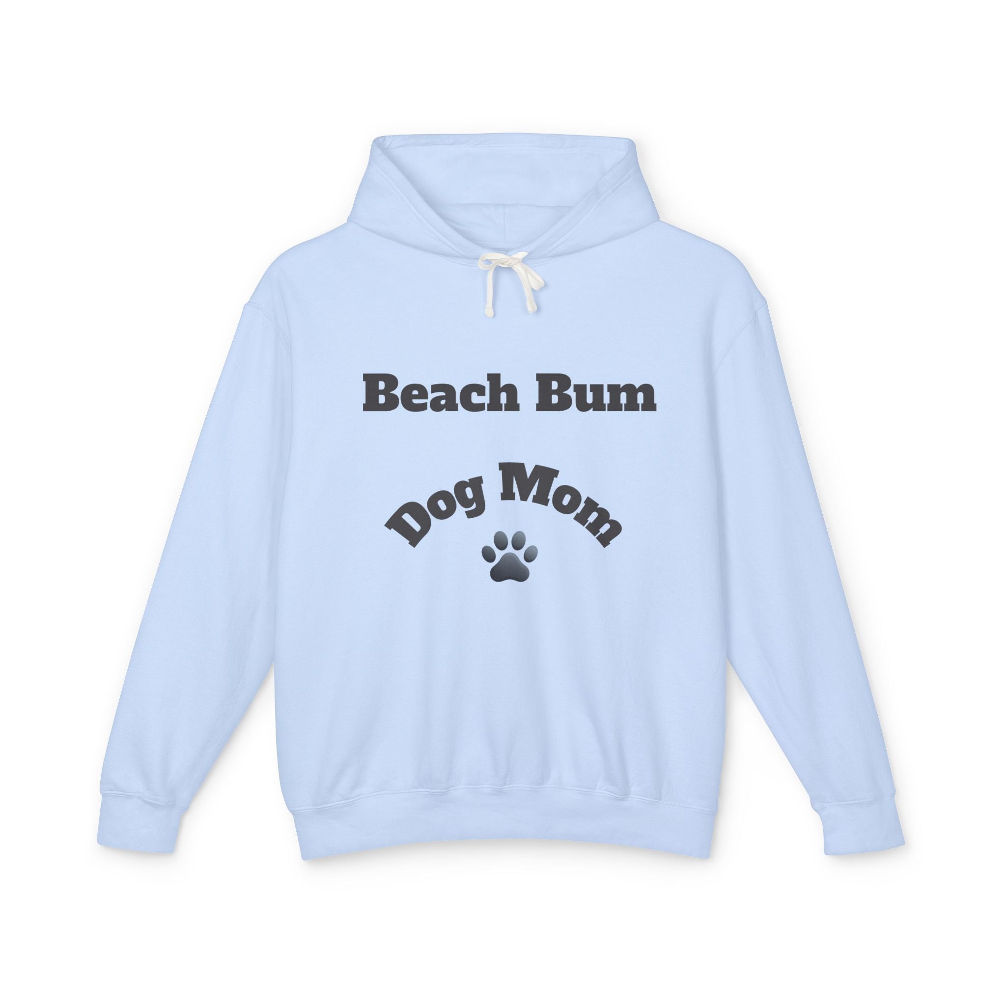 Beach Bum Dog Mom Hoodie — Paw Print Lightweight Comfort Colors Hooded Sweatshirt